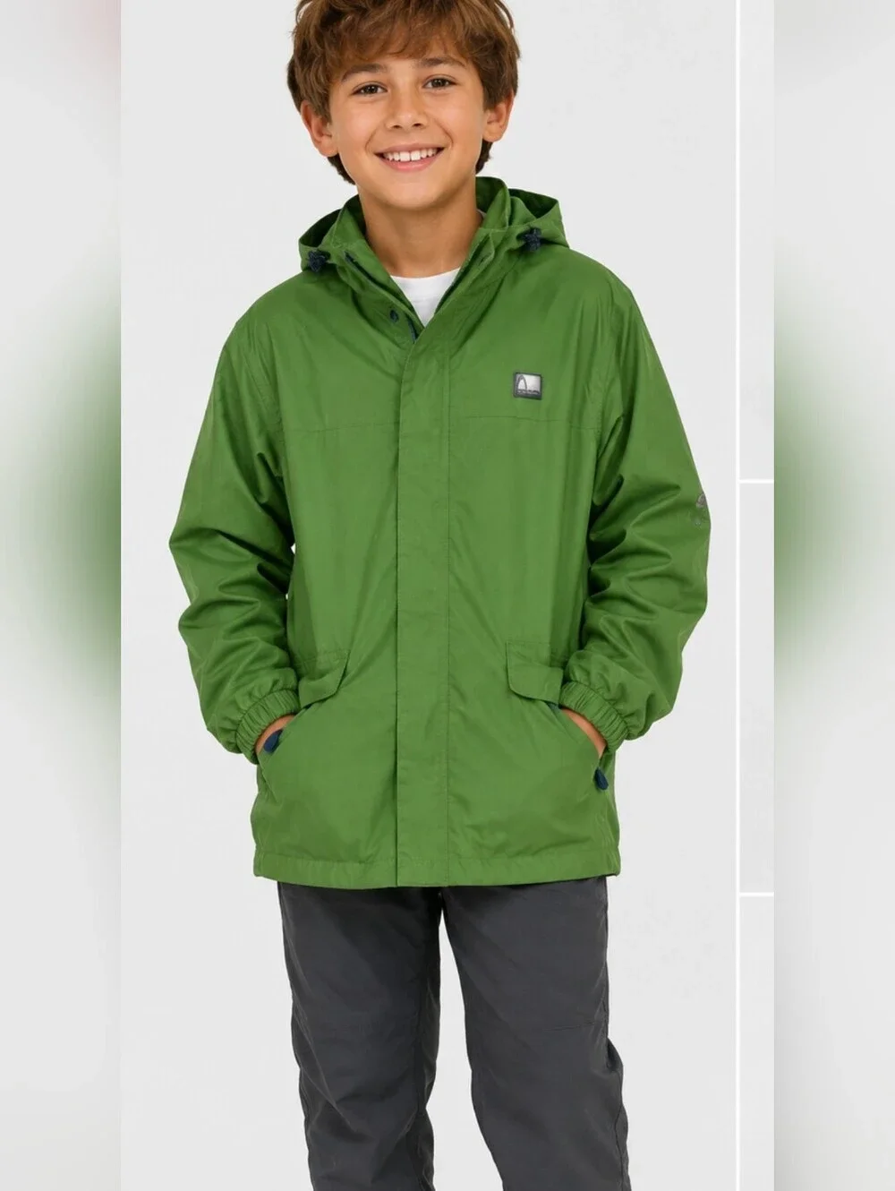 Head Kids Large Green Waterproof Hooded Rain Jacket Unisex